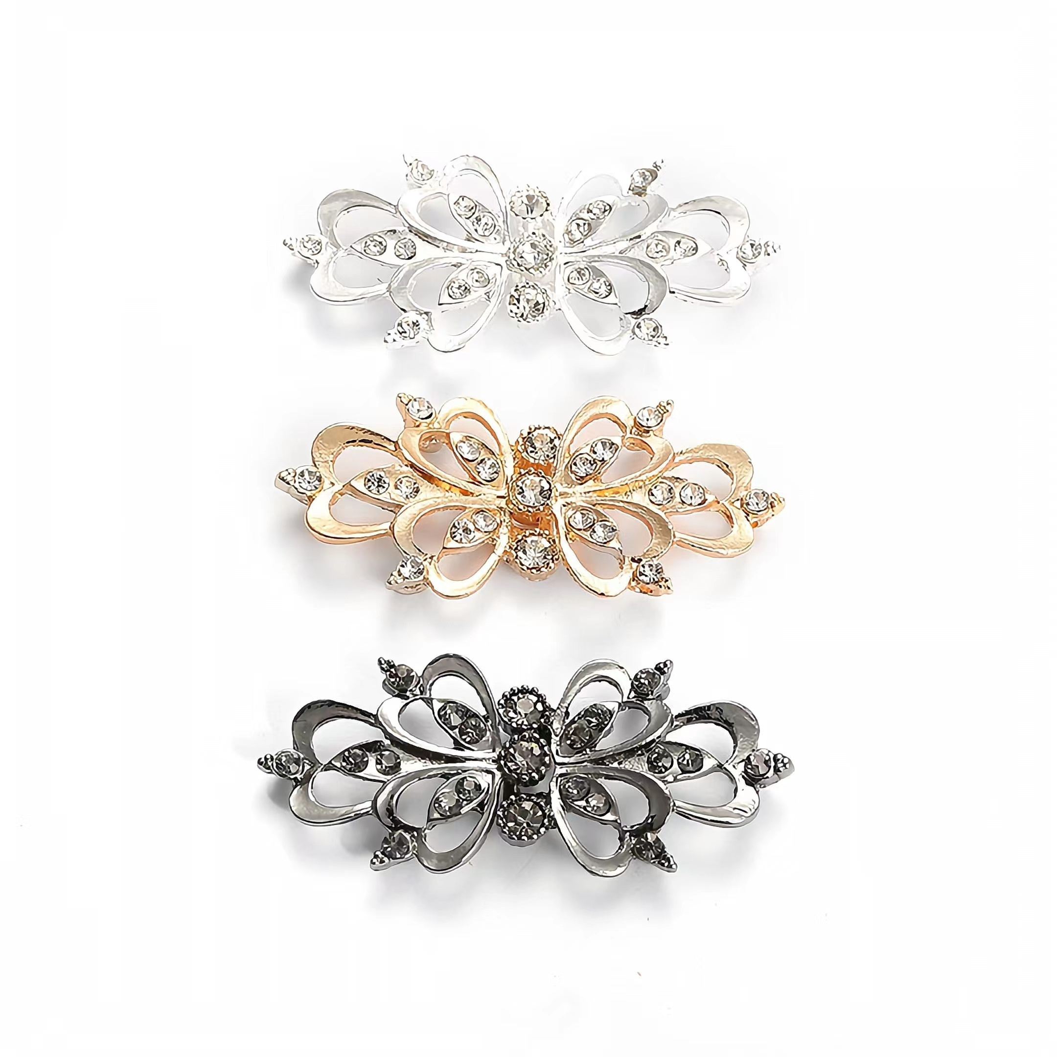 

3pcs Alloy Rhinestone Clasps, Metal Fasteners For Women's Coats, Sweaters, Fur, Cheongsam, Decorative Accessories