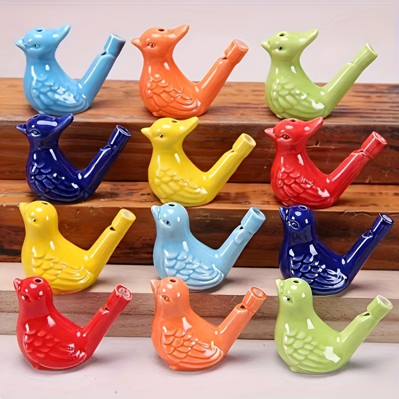 

5-pack Ceramic Bird Whistle Set, Outdoor Colorful Yellow Warbler Water Whistle, Handcrafted Bird-shaped Craft, Home Decor, Loud Sound, Great Gift With Hanging Rope (random Colors)