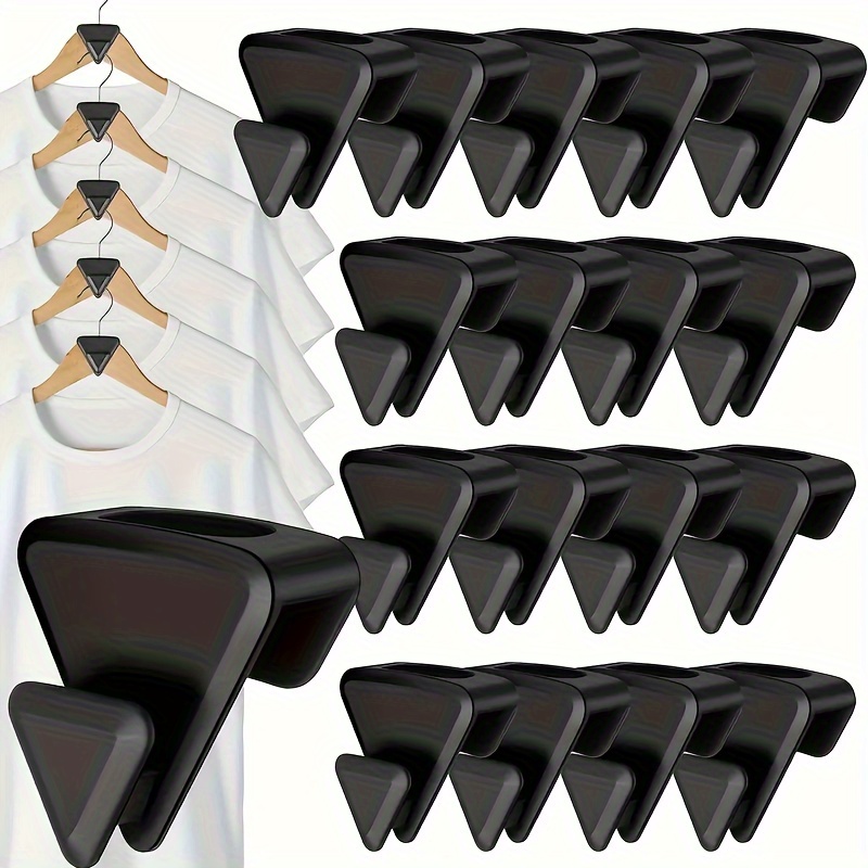 

30-pack Plastic Hanger Hooks - Ruby Space Triangles, Triple Closet Space Saver, Durable And Versatile, Black