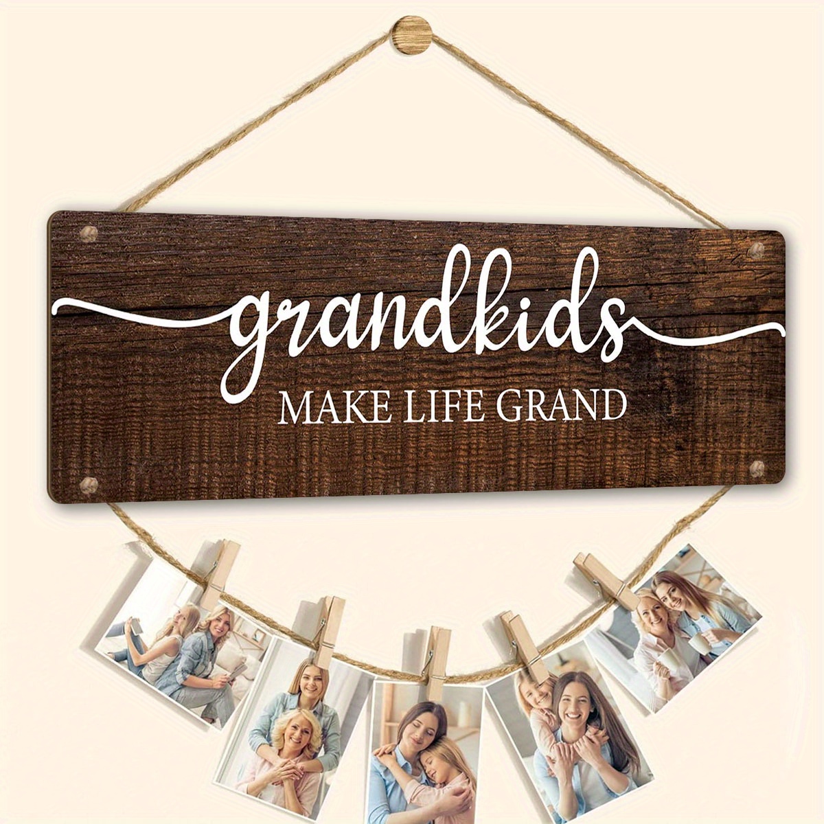 

Cherished Grandma Photo Frame Set - Perfect Birthday, Mother's Day & Holiday Gift From Grandkids - Faux Wood, Easy-hang Design