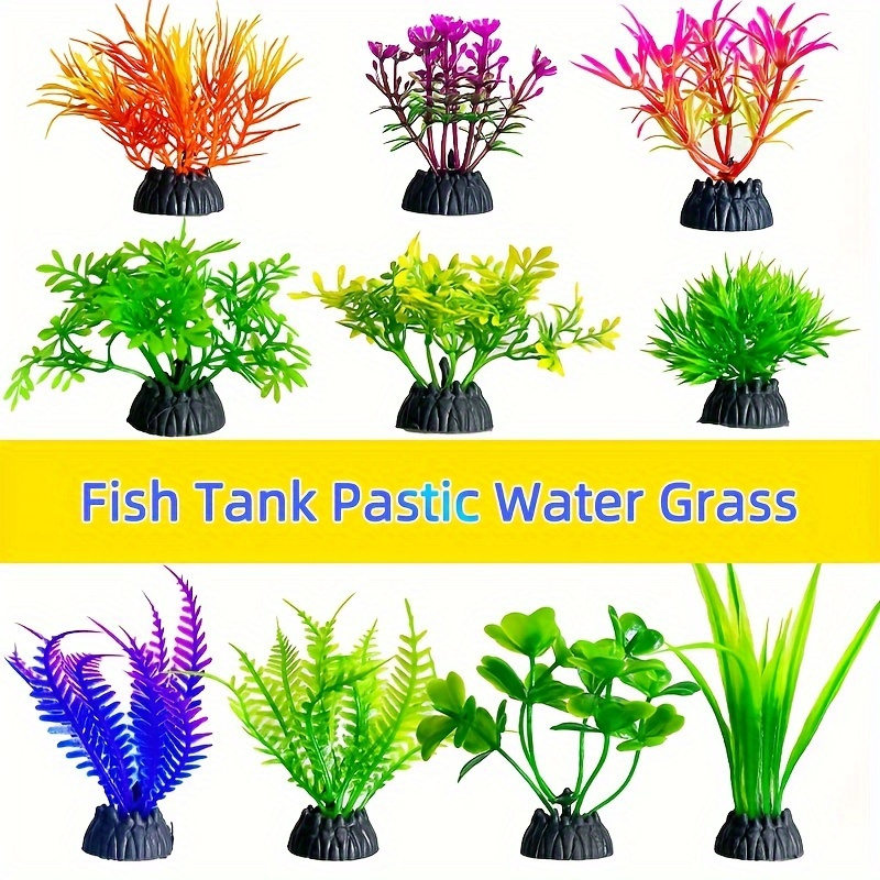 

10pcs Plants Set - Pvc Tank Decorations, For