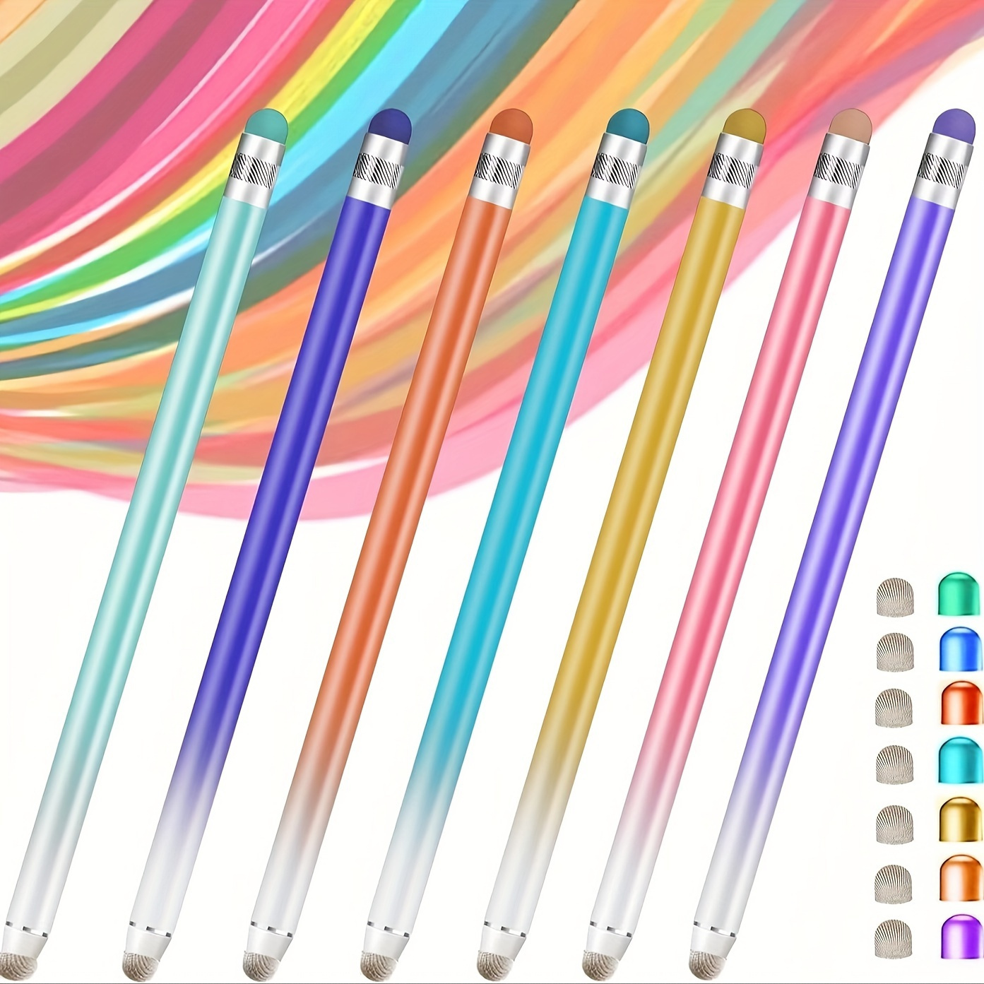 

6.22-inch Universal Stylus Pens For Touch Screens, High Sensitivity And Precision, 2-in-1 Fiber & Rubber Tips, Compatible With Ipad/tablet/phone/laptops, 8 Extra Tips Included, Assorted Colors