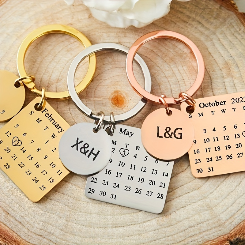 

Keychain For Men, Customized Personalized Calendar Keychain, Cherishing Special Dates, Romantic Gift For Couples, Anniversary Gift