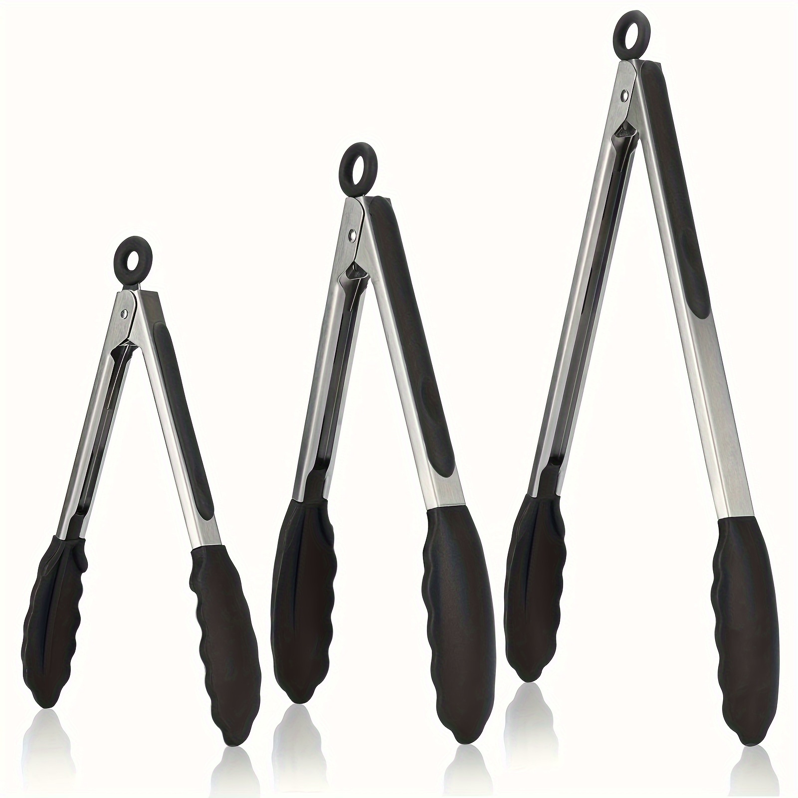 

1pc Pinces Culinaires Robustes avec Embouts en Silicone - Résistantes à Haute Température, à Verrouillage, Disponibles en Tailles 17.78cm, 22.86cm, 30.48cm, Noir