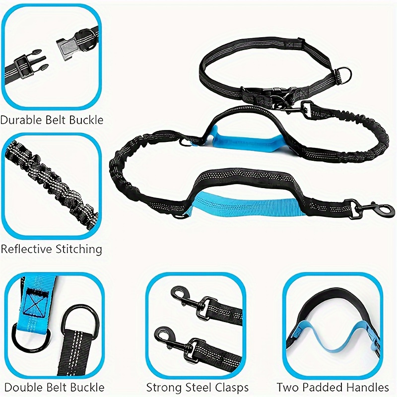 

Hands Free Dog Leash For Running Walking Training Hiking, Adjustable Waist Belt, Shock Absorbing, Ideal For Medium To Large Dogs