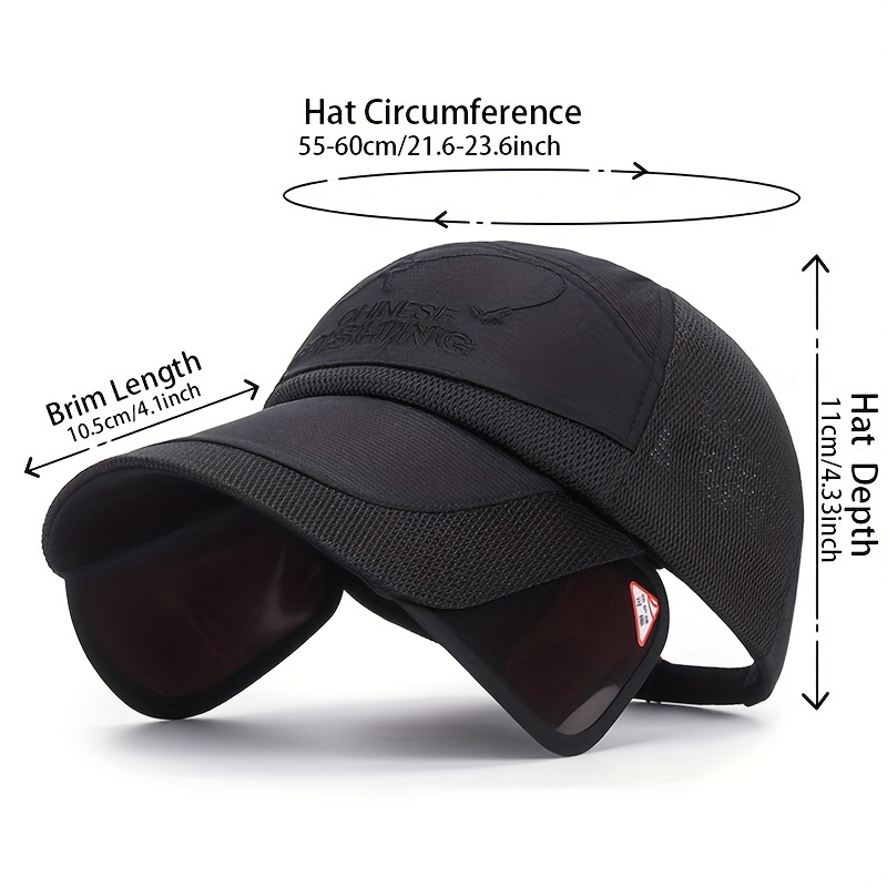cool practical convenient curved brim baseball cap uv protection breathable trucker hat with extended ear flaps snapback hat for casual leisure outdoor sports