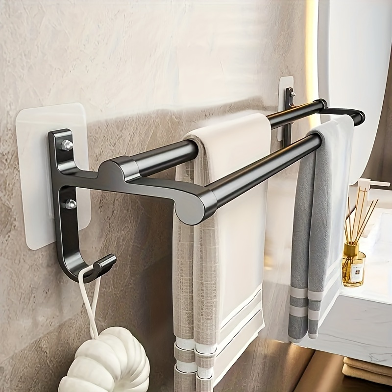 Creative Solid Wood Towel Rack Punch Free Bathroom Towel - Temu