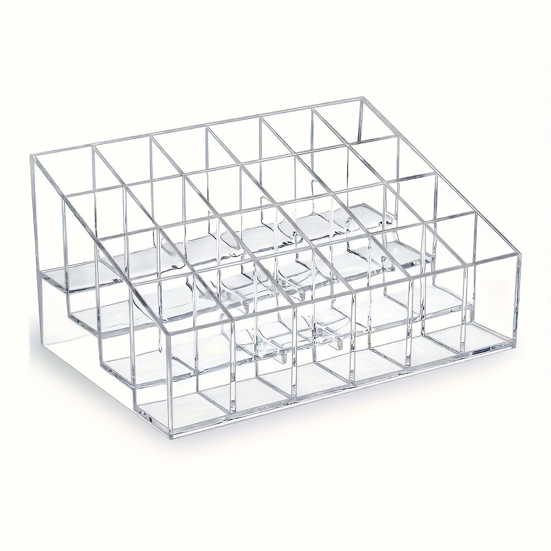 

24-slot Clear Acrylic Lipstick Organizer - Desktop Cosmetic Display Case With Storage Compartments