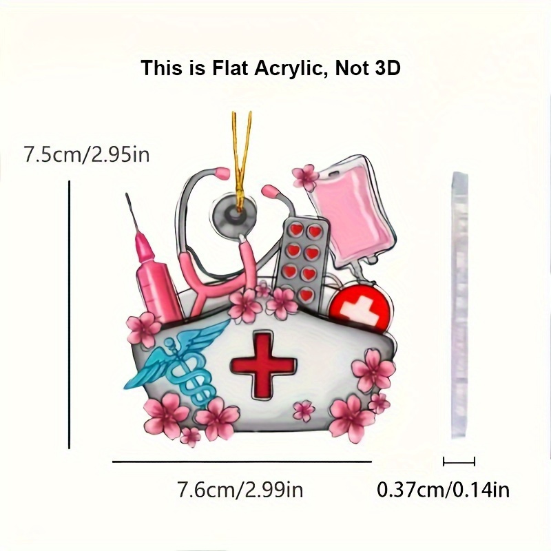

1pc 2d Flat Acrylic International Nurse's Day Car Pendant, Car Rearview Mirror Hanging Pendant, Backpack Pendant Keychain Ornament Car Decoration Accessories Gift
