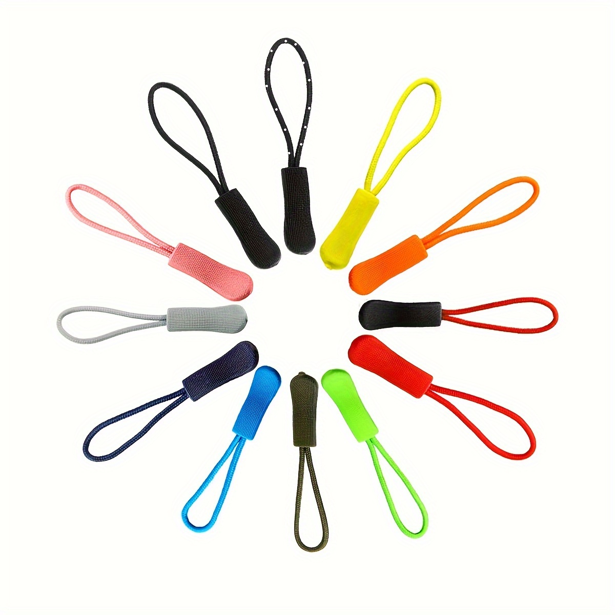 

50/100pcs Color Zipper Pull Tags, Zipper Cord Extender Fixer For Suitcase, Backpack, Jacket, Wallet, Handbag - Assorted Colors Zipper Pulls Set.