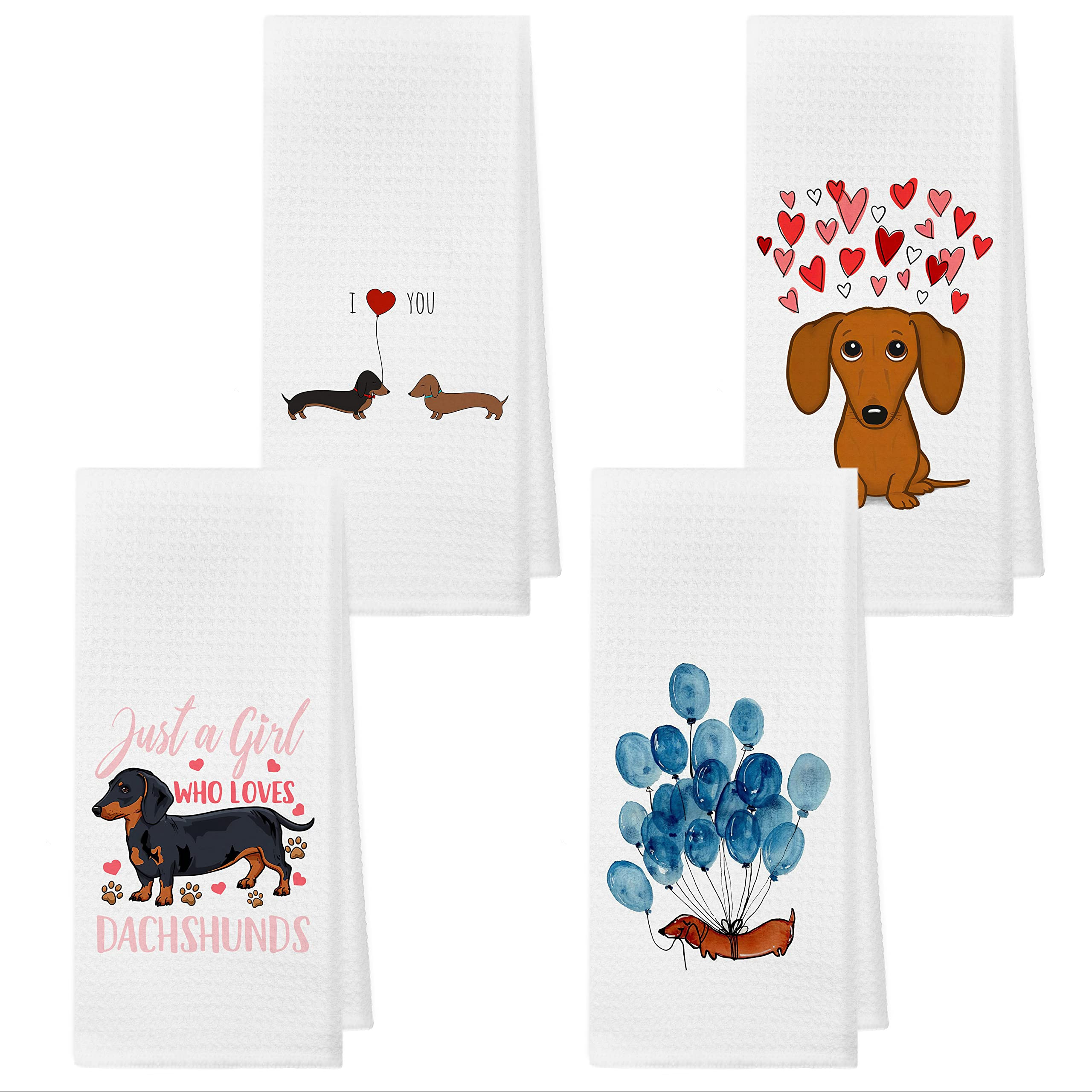 

2-piece Ultra-soft Dachshund Kitchen Towels - Absorbent Polyester Dish Cloths For Home Decor, Perfect Gift For Dog Lovers