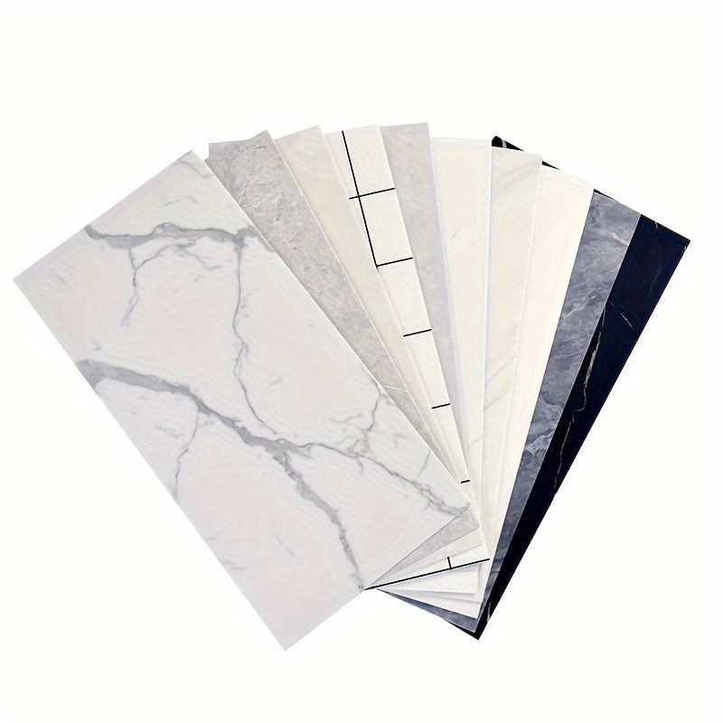 

20pcs 30cm X 60cm Marble Effect Tile Stickers, Self-adhesive Wallpaper For Bathroom Renovation, Peel & Stick Backsplash, Wall Decor, Black & White Styles