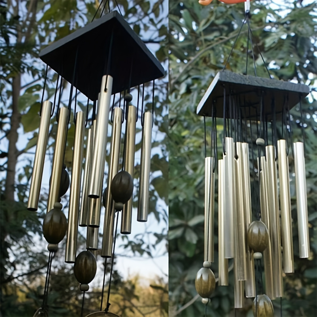 

1pc Wind Chimes With 12-tube, Butterfly Design, Copper Metal, 31.5 Inch Length Outdoor Garden Home Decor Accessory