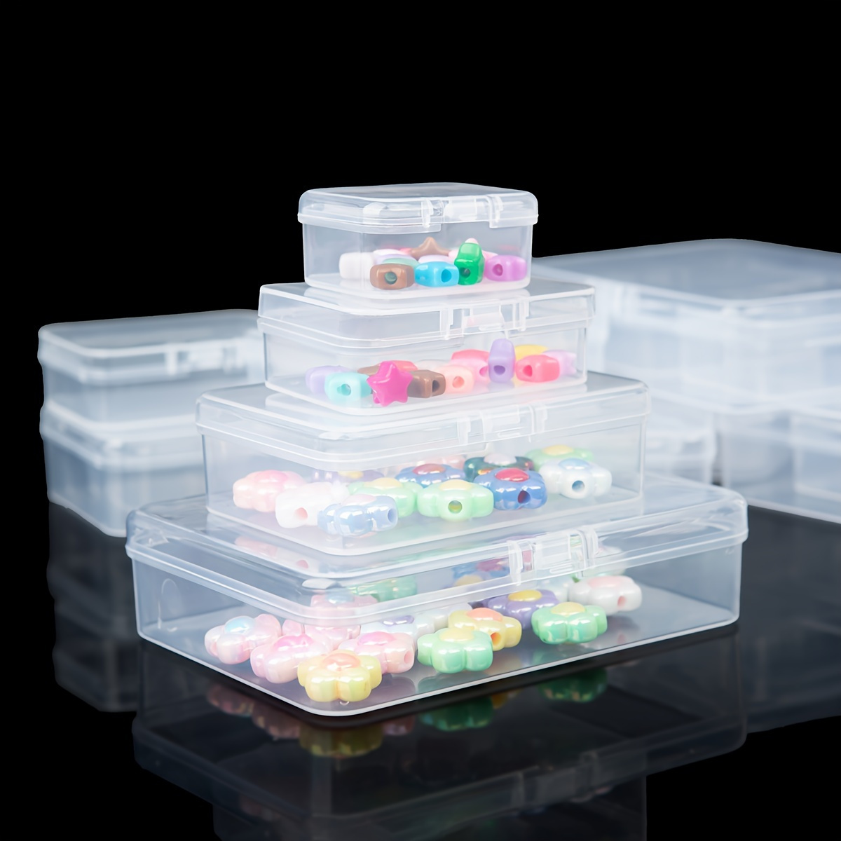 

24pcs Clear Plastic Storage Boxes With Lids, 4 Sizes, Rectangular Organization Containers For Jewelry, Beads, Buttons, Seed Beads, Small Items, Diy Arts & Crafts Sorting And Accessories Organizer