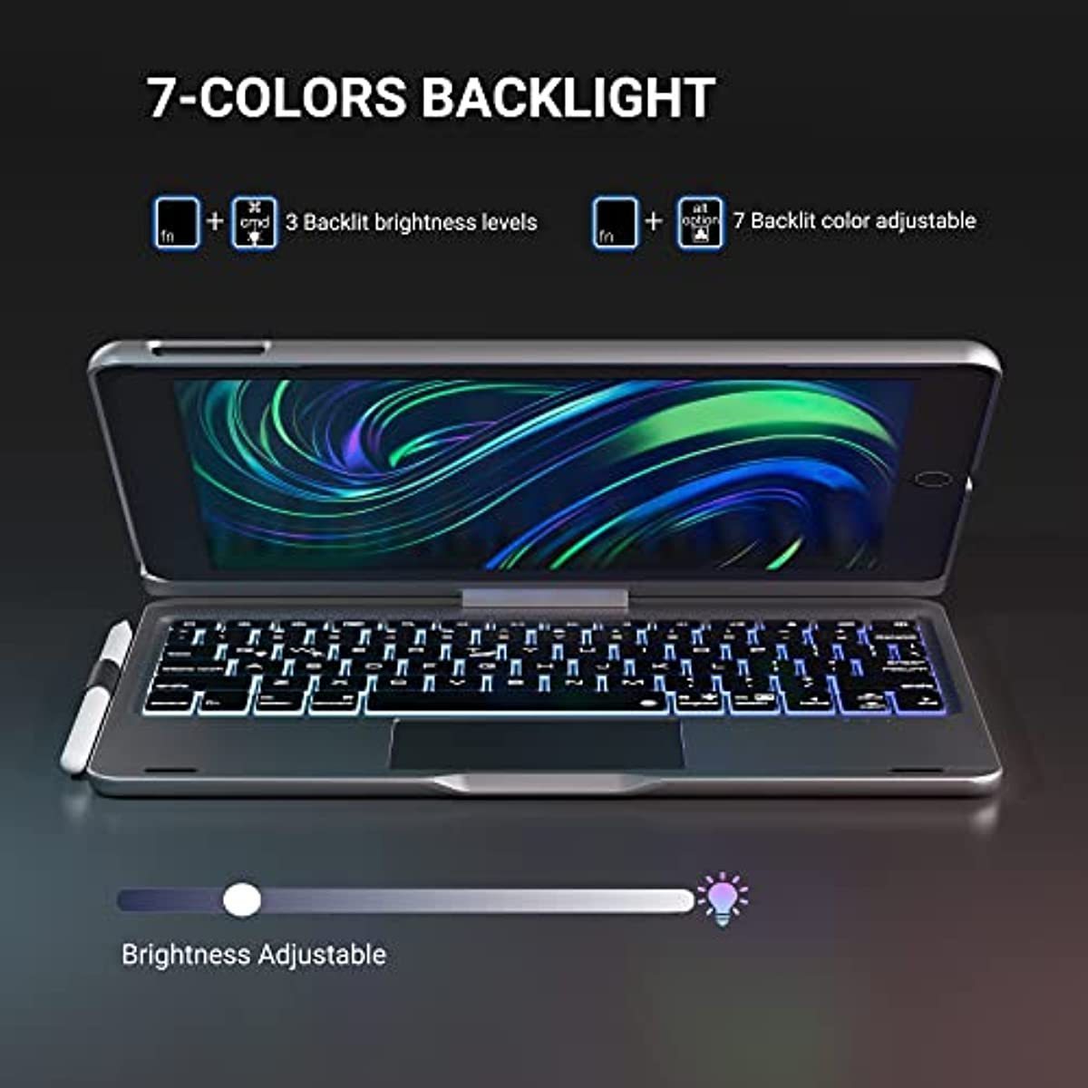 

Keyboard Case For Inch 9th 8th 7th Generation 2021 2020 And For Ipad Pro 10.5 Air 3th Gen Trackpad Smart Magic Backlit Cover Pen Holder Rotate Space Gloden Rose/cool Black