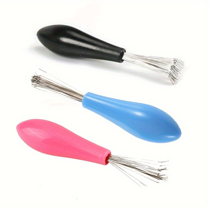 

3-piece Mini Hair Brush Comb Cleaners, Plastic Handle With Metal Prongs, Easy Cleaning Tool For Hairbrush Maintenance