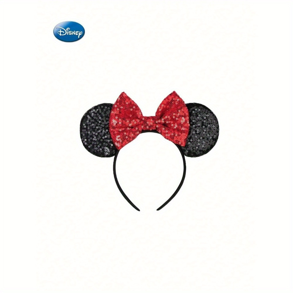 

1pc Disney Mouse Sequin Bow Headband Sparkly Ears And Bows Decor Hair Hoop Birthday Party Cosplay Costume Hair Accessories