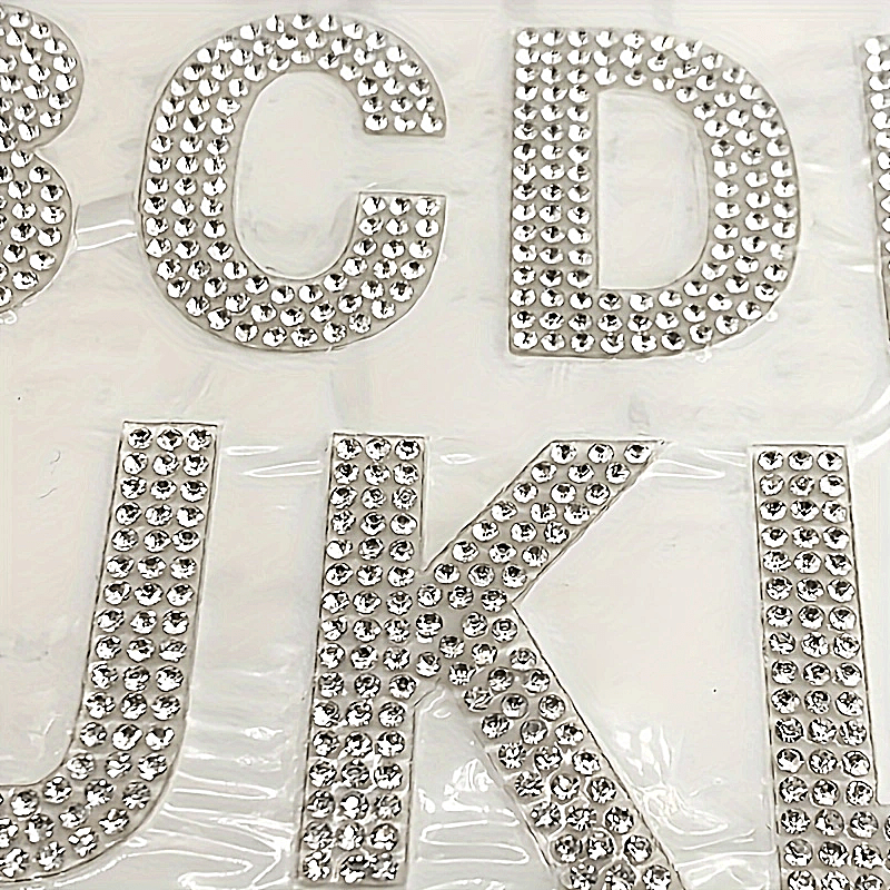 26pcs A-Z Self-Adhesive Silvery Rhinestone Letters, Iron-Backed Glass Alphabet for DIY Clothing, Shoes, Hats, Car Decoration, Hobby Crafting Accessories details 6