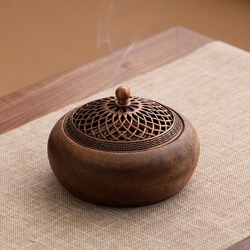 

1pc Vintage Solid Wood Incense Burner, South American Walnut, Premium Aromatherapy For Home, Subtle Sandalwood Scent, Creative Birthday Gift