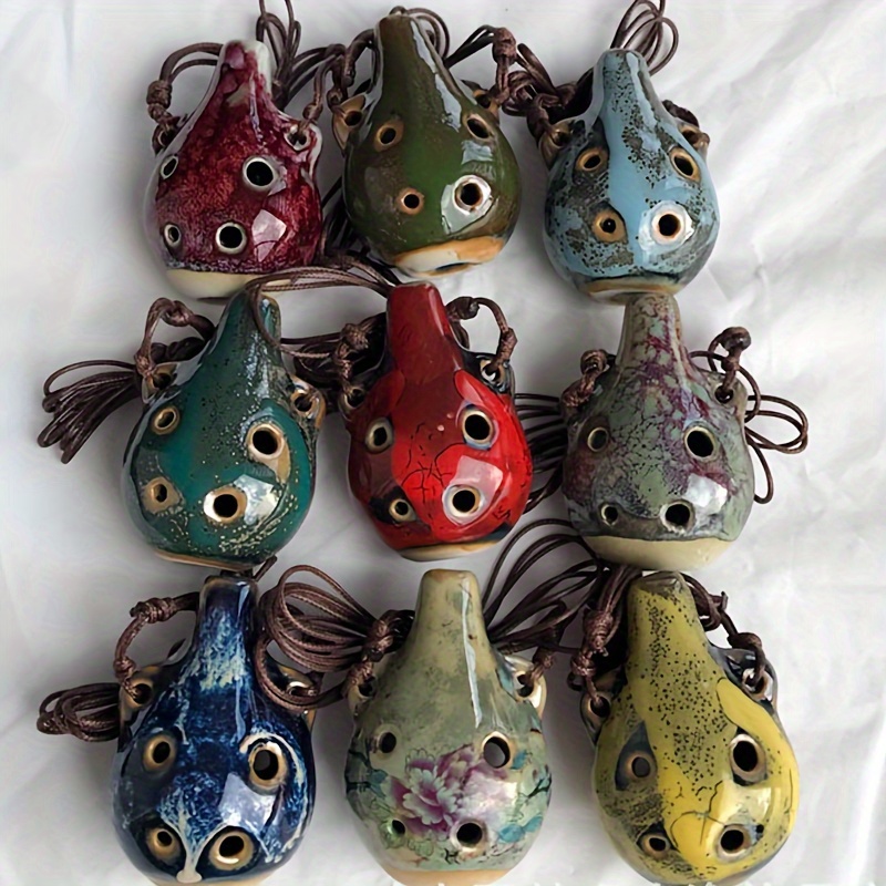 

Vintage Style 6-hole Miniature Ocarina: Handcrafted Ceramic, , Decorative & Musical - Random Colors