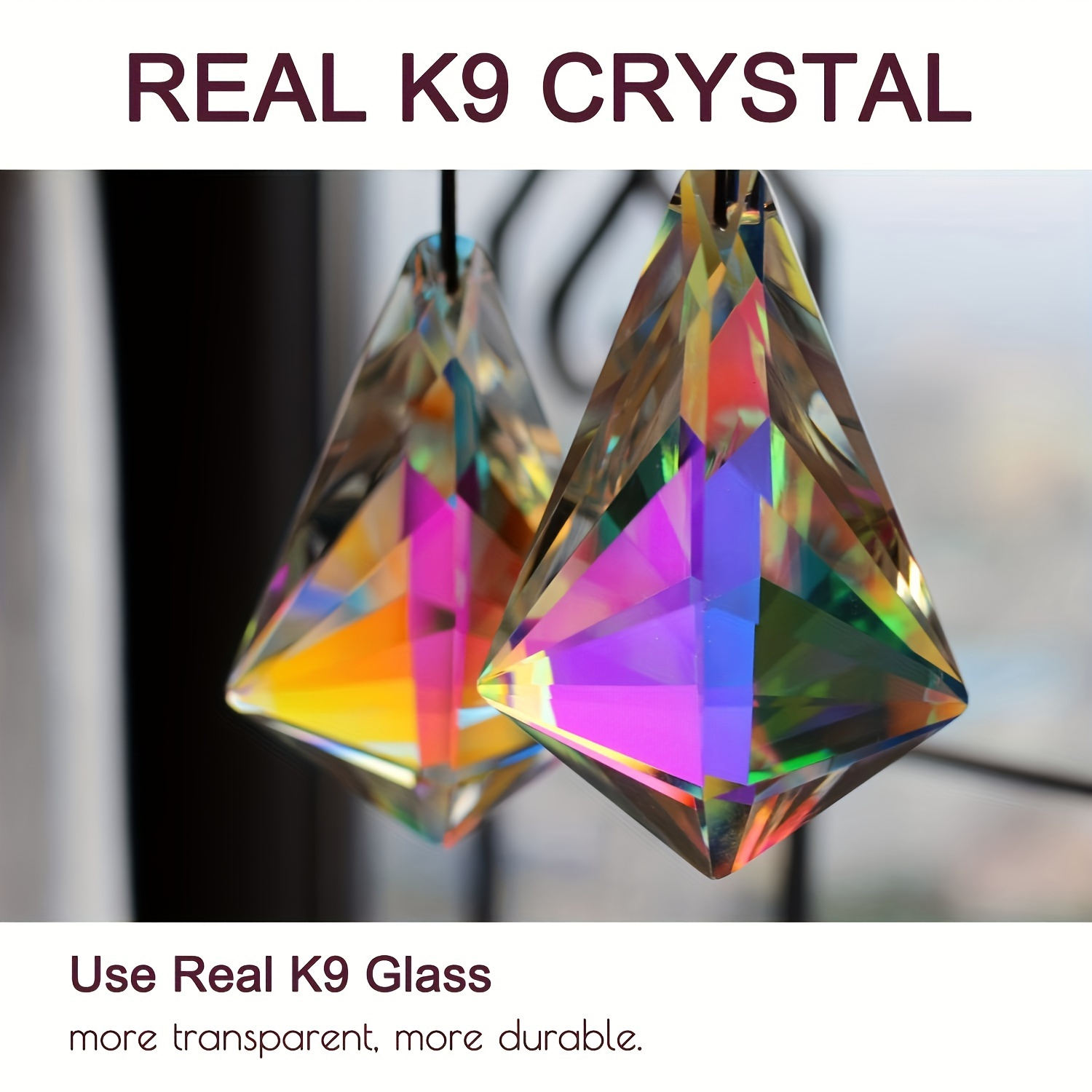

2pc K9 Crystal Sun Catcher Hanging Prism Rainbow Maker Pendant Glass Beading Kit