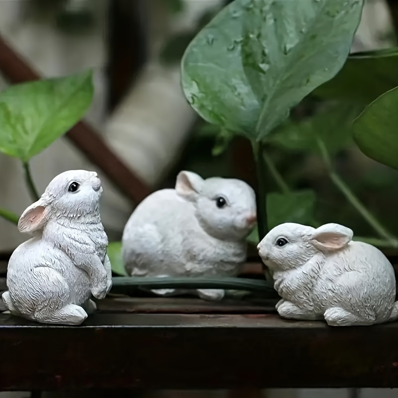 庭の装飾用のレジン製ウサギの置物 かわいいミニチュアの動物の像の彫刻 家と屋外の風景の装飾用 - Temu Japan