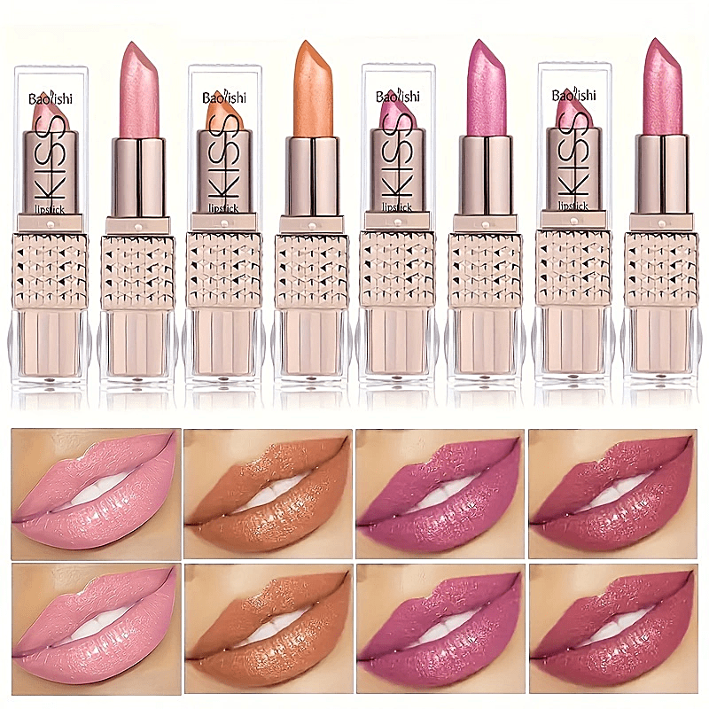 

Mermaid Shiny Lipstick Primers - 12 Colors, Long Lasting Metallic Pearly Finish For Adults, Radiant Makeup Effect, Paste Form, Orange/pink/purple/red Line, Valentine's Day Gift Set