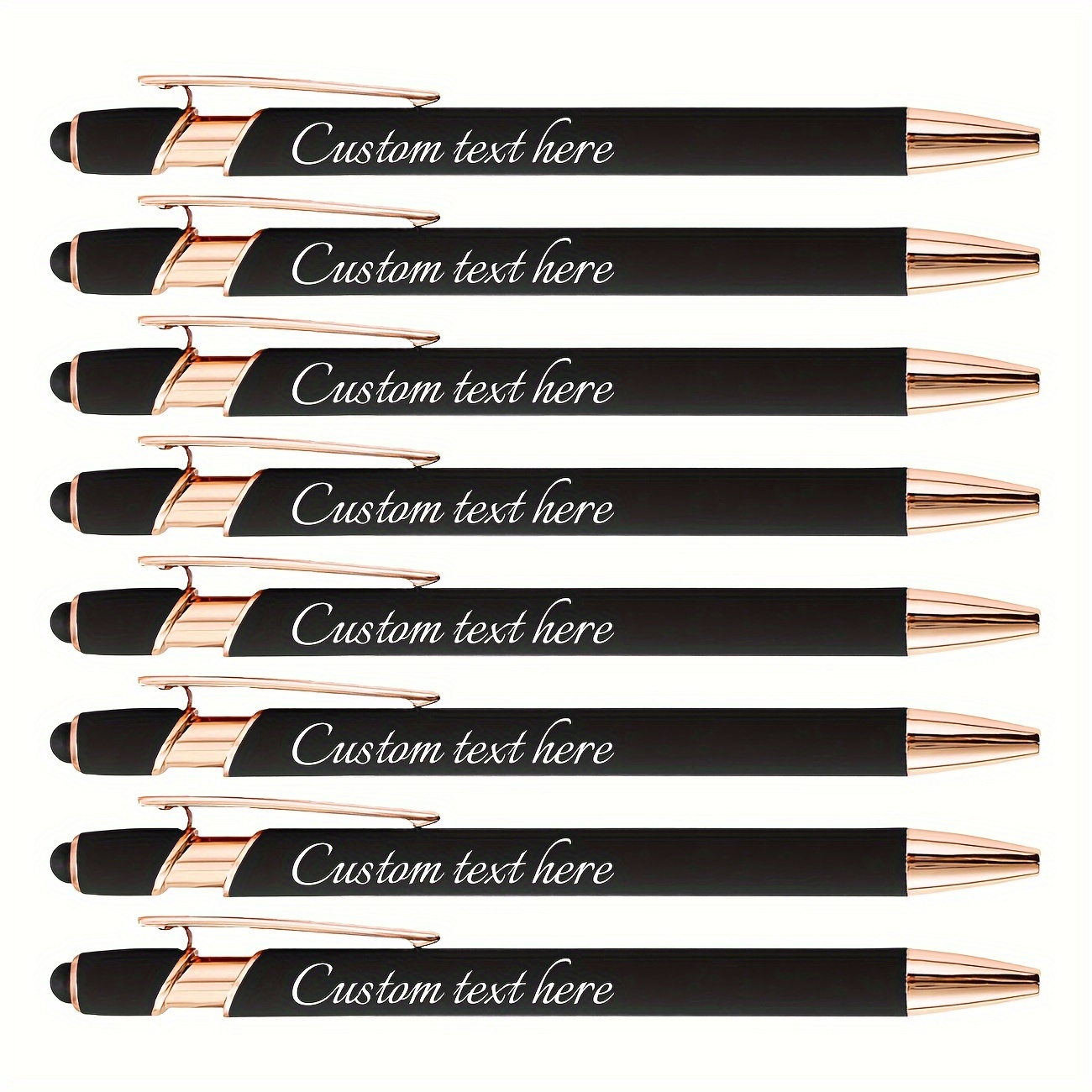 

[customizable] Black Ballpoint Pen Rose Golden Aesthetic Pen Aluminum Rod Press Pen Lettering Logo Metal Touch Screen Pen Customize Your Own Liked Content