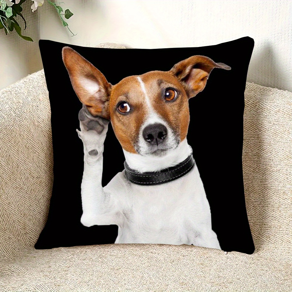 

Vintage Style Jack Terrier Dog Throw Cushion Cover, Double-sided Print, Machine Washable With Zipper Closure, Polyester Woven Decorative Sofa Case For Room, 18x18 Inch - 1pc