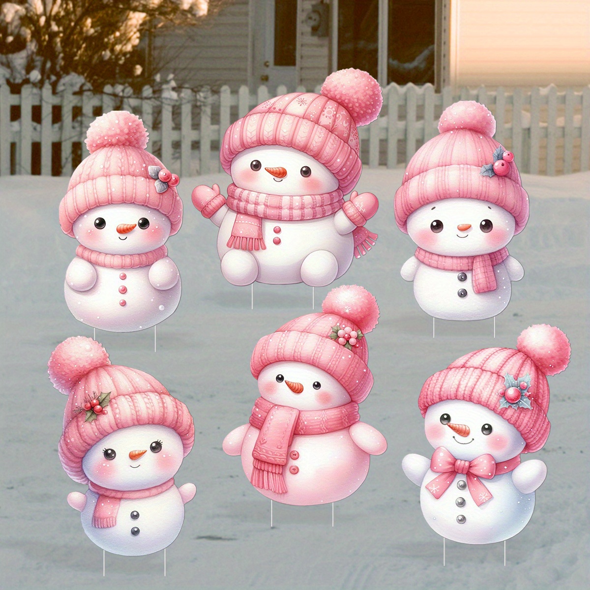 

Pink Cartoon Garden Decorations - Plastic Yard Signs With Stakes For Lawn, Christmas Decorations, Outdoor Decorations, Waterproof And