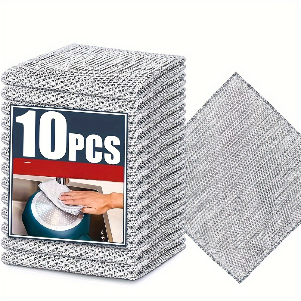 

10-pack Magic Cleaning Cloths, Synthetic Knit Mesh Microfiber Towels, Oil And Remover, Safe For Kitchen Utensils, Cookware & Metals