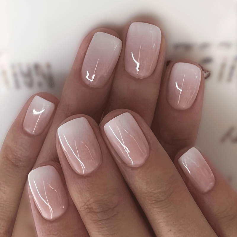 

24pcs Nude Gradient Press-on Nails, Colors, Oval Shape, Short Length, , Minimalist Style False Nails For Women And Girls, &