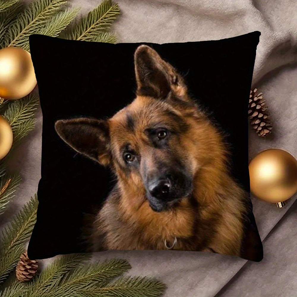 

German Shepherd Dog Pillowcase - 18x18in, Double-sided Printed, Suitable For Sofa, Living Room, Bedroom Home Decoration, No Pillow , Machine Washable, Zipper Closure, Polyester Cover Only