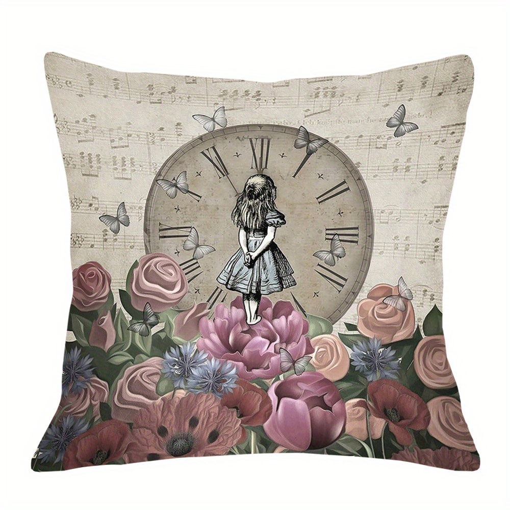 

Garden Throw Pillow Cover - Traditional Style Polyester Decorative Cushion Case With Zipper Closure, Hand Wash Only, Woven Weave, Fits Room Types - Single Sided Printing, No Insert