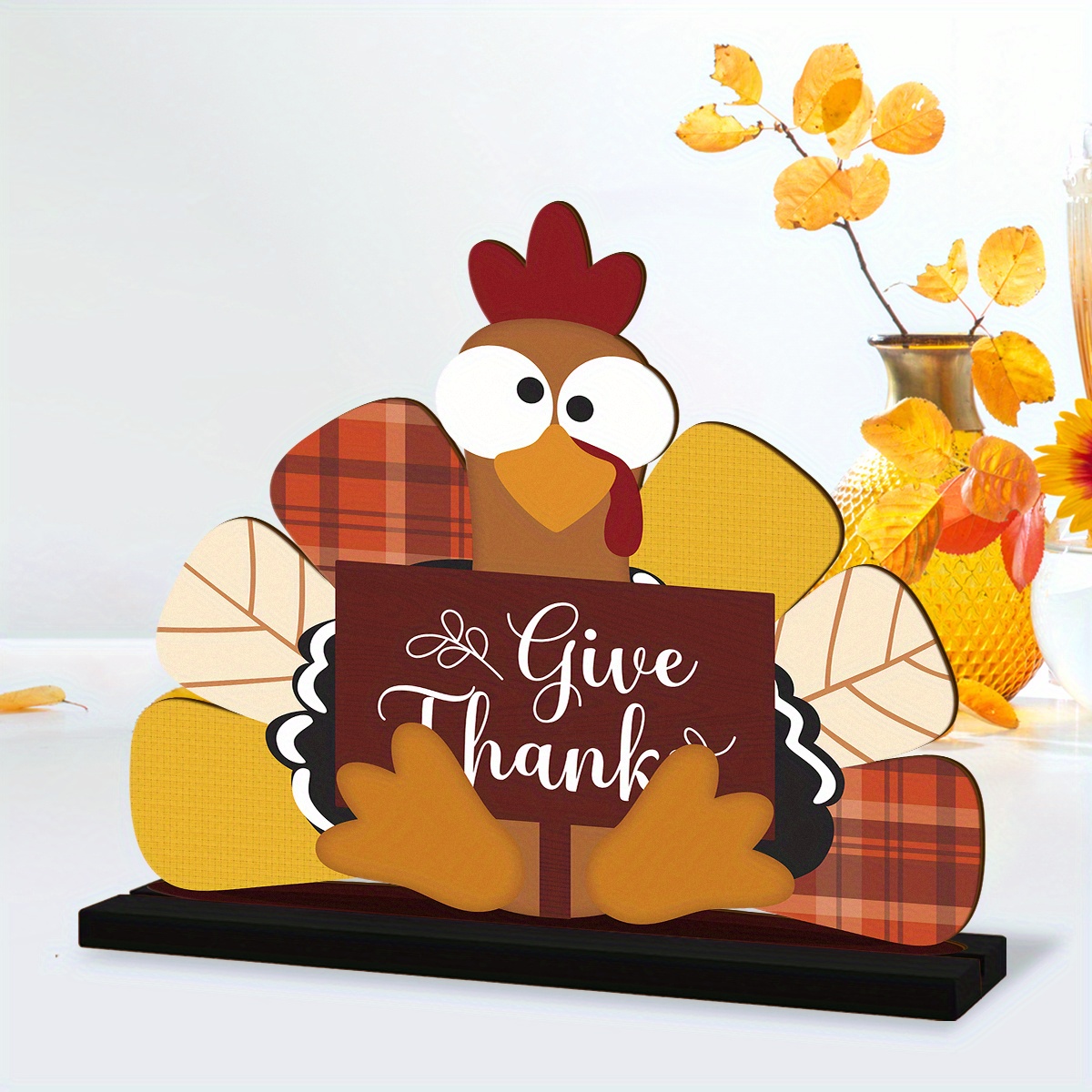 

Wooden Cartoon Turkey Decor - Thanksgiving & Autumn Celebrations, Ideal For Home, Office,