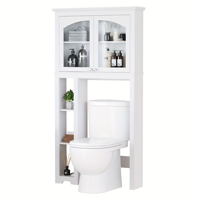 

Yarsca 61"height Over The Toilet Storage Cabinet, Freestanding Space Saver Bathroom Storage Rack With Adjustable Shelf And Open Storage Shelf For Bathroom, White