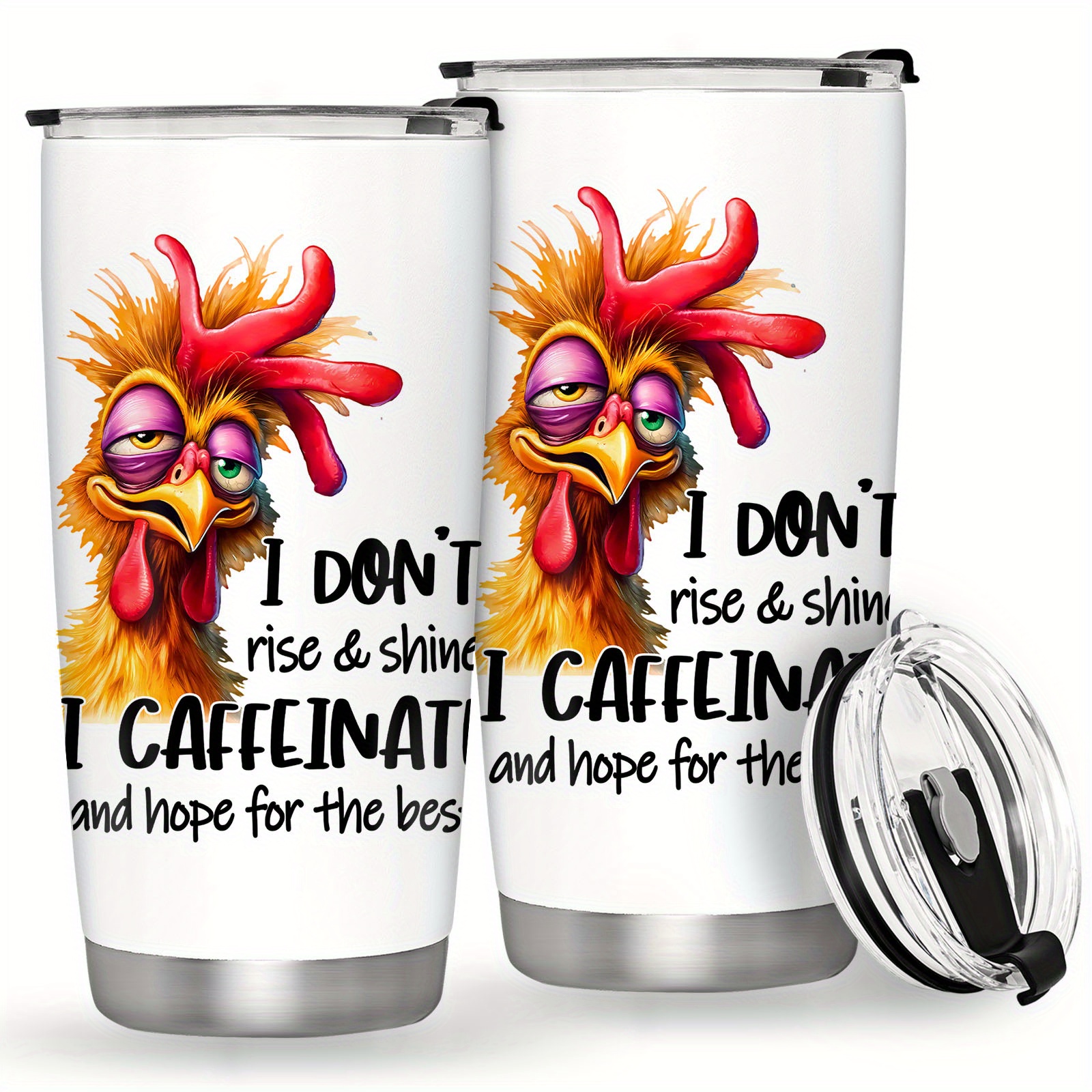 

20oz Insulated Stainless Steel With Lid - Funny Rooster & Chicken Design, Leak-proof Travel Coffee Mug For - Perfect Gift For Valentine's Day, Christmas, Birthdays, Coffee Travel Mug