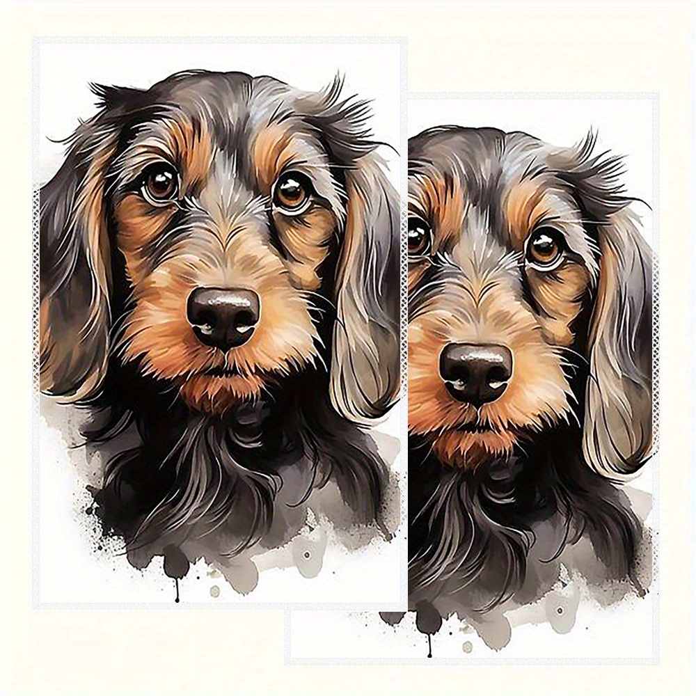 

Vintage Style Wirehaired Dachshund Kitchen Towels - 2 Pack, 16x24 Inch, Soft Absorbent Knit Fabric, Machine Washable, Cartoon Patterned Dish Cloths For Christmas, Home Decor - Silrde1587