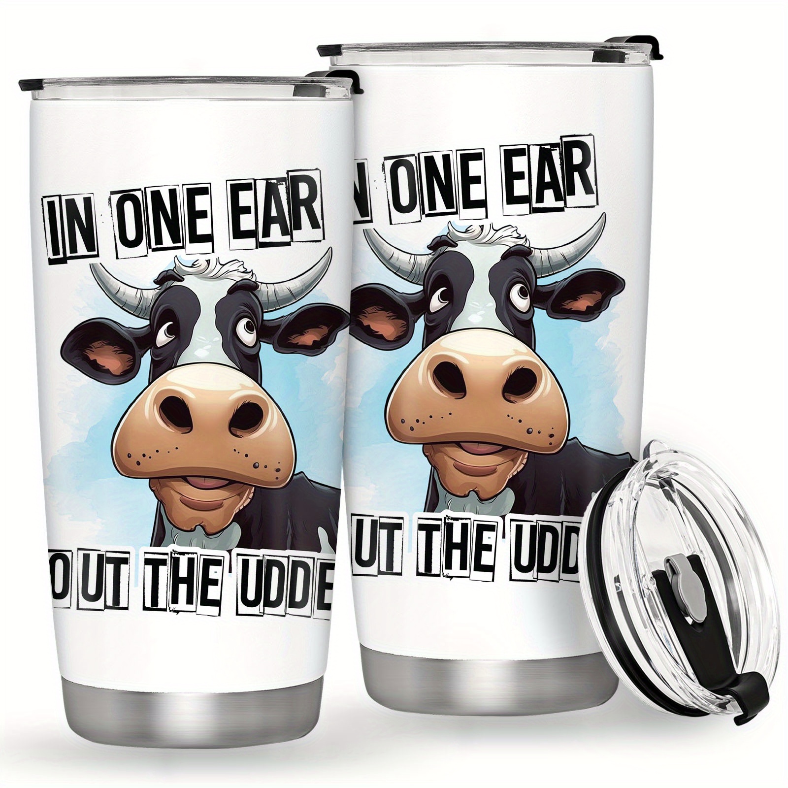 

20oz Stainless Steel With Cow Print, Insulated Coffee Travel Mug, Leak Proof, Bpa Free, Ideal For Climbing & Outdoor Activities, Christmas, Thanksgiving, Father's Day, Graduation, - Humorous Gift With