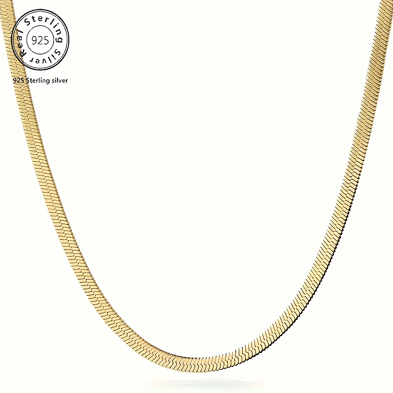 

925 Silver 18k Golden Plated Thin Necklace Fashion Personality, Elegant Luxury, Men's And Women's, Suitable Necklace, Is A For Gifts, Thanksgiving, Christmas.