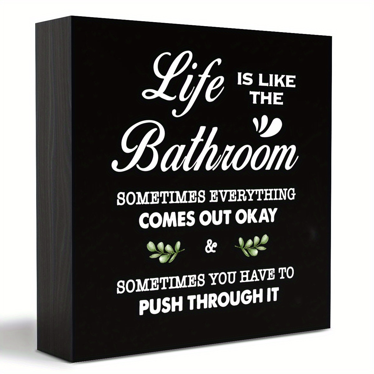 TEMU 1pc Interesting Bathroom Wooden Bathroom Decoration Like The Bathroom Wooden Block Plaque Country Suitable For Home Bathroom Shelf Table Decor (5 X 5 Inches)
