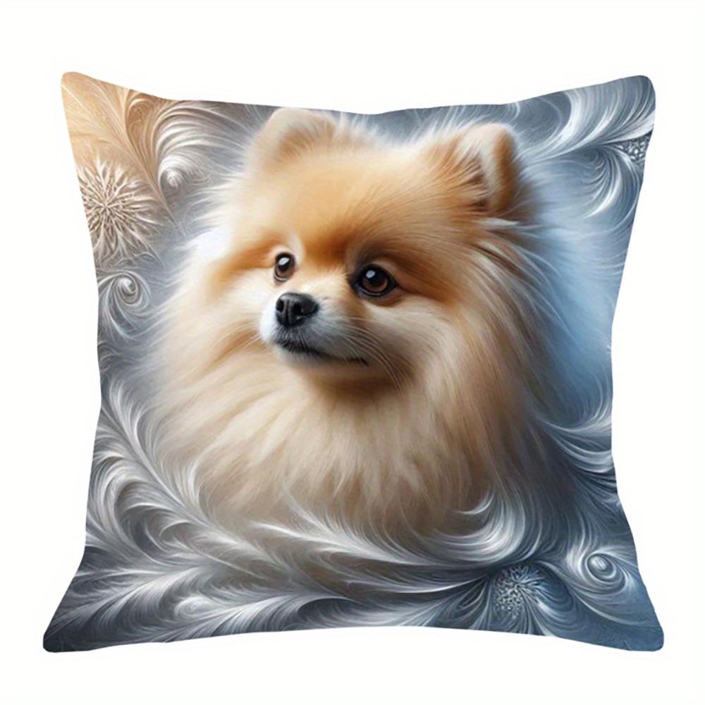 

18x18 Inch Pomeranian Plush Throw Pillow Cover - Cute & Decor, Polyester , (pillow Not Included)