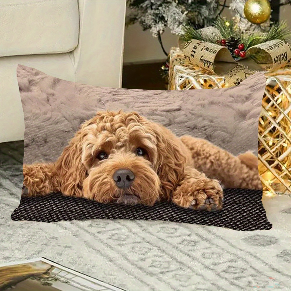 

Vintage Style 12x20 Inch Cockapoo Throw Pillow Cover With Zipper Closure, Machine Washable, Woven Polyester Decorative Cushion Case For Room Types - Sallun 2540