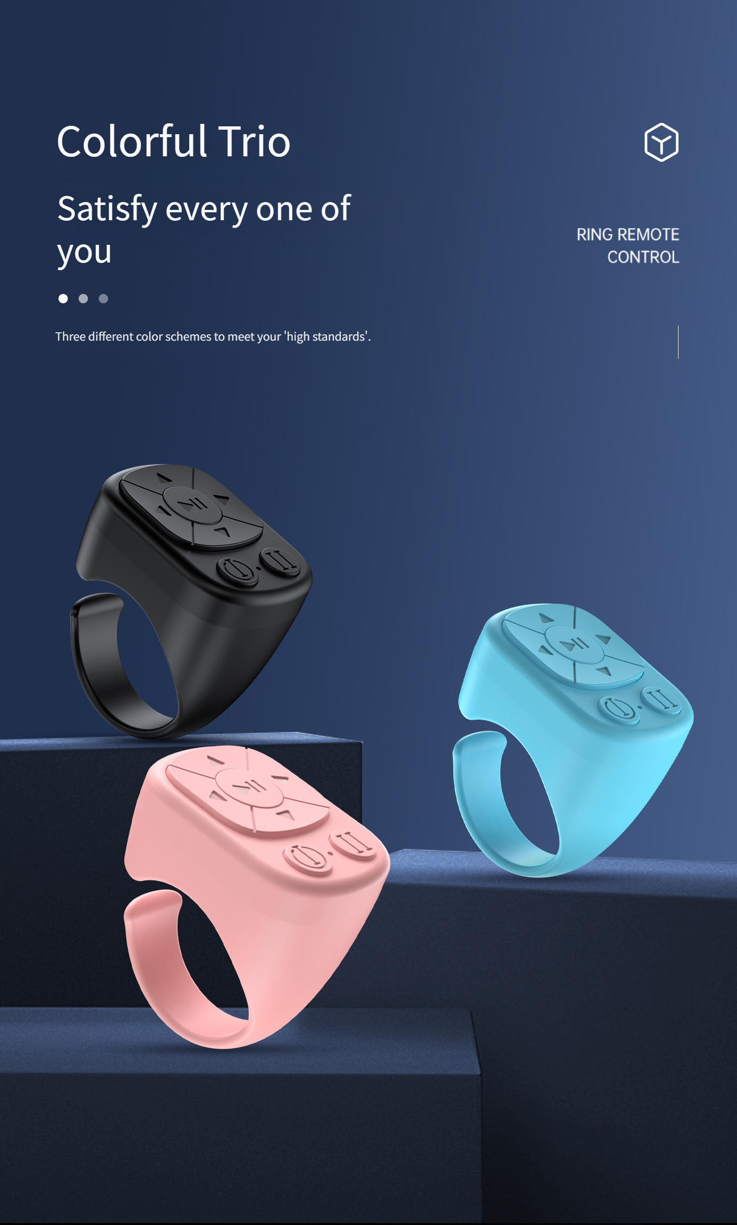 Mobile Phone Multifunctional Ring Remote Control Wireless Page Turning Controller Portable Camera Shutter Compatible with iPhone Tablet Android Rechargeable Application Page Turning