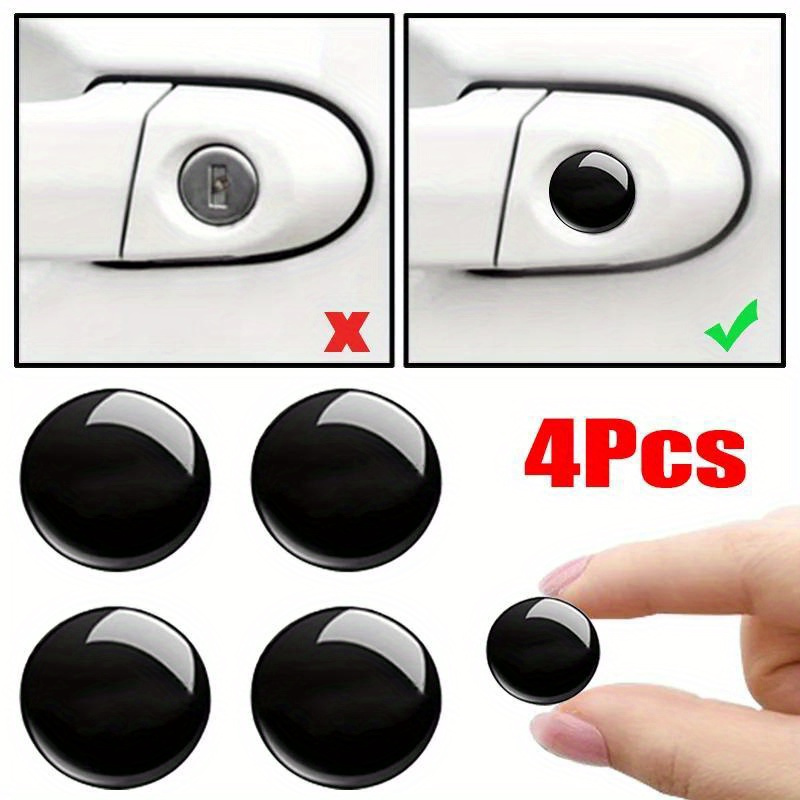 

4pcs Set Of Car Door Lock Protection Kit, Universal Compatible, Black, Keyhole Decoration With Entry Protection Film, Resistant Decoration For Car Door Lock