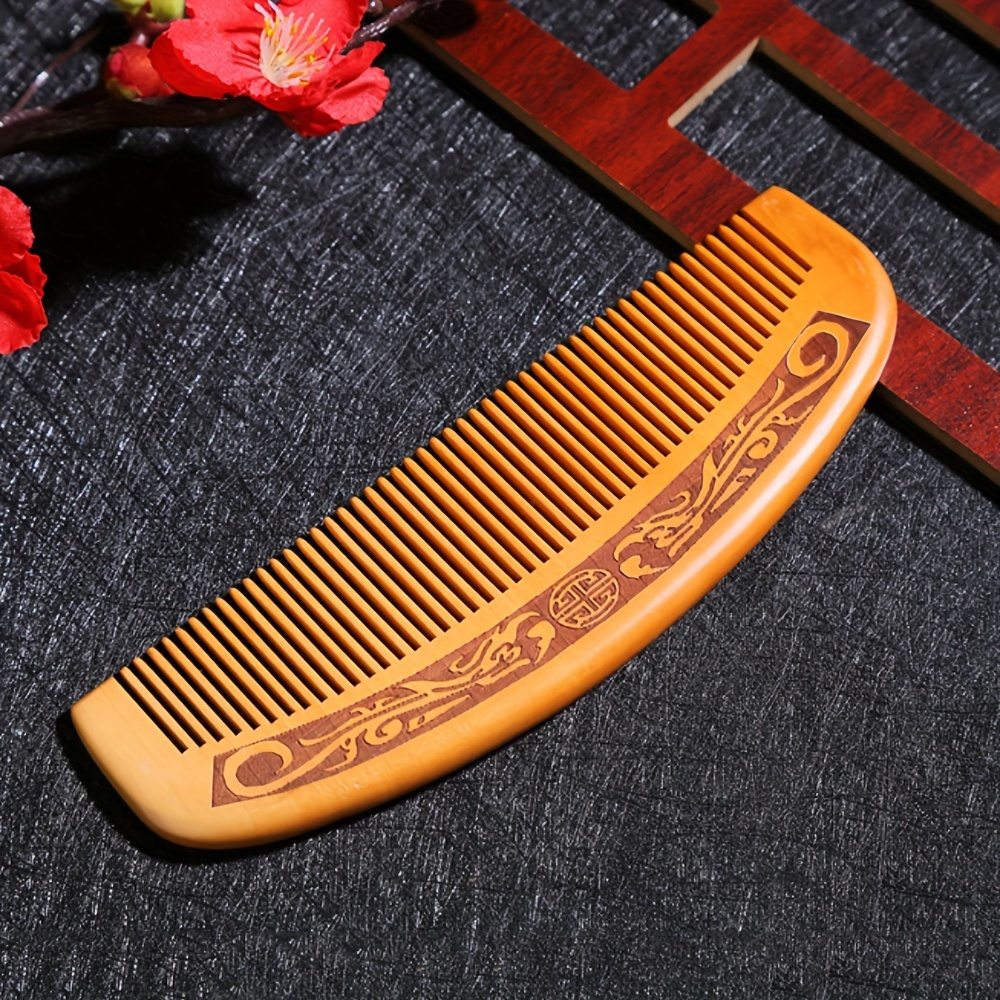 

Natural Peach Wooden Comb Thickened Wooden Comb Anti-static Hairdressing Hair Styling Comb