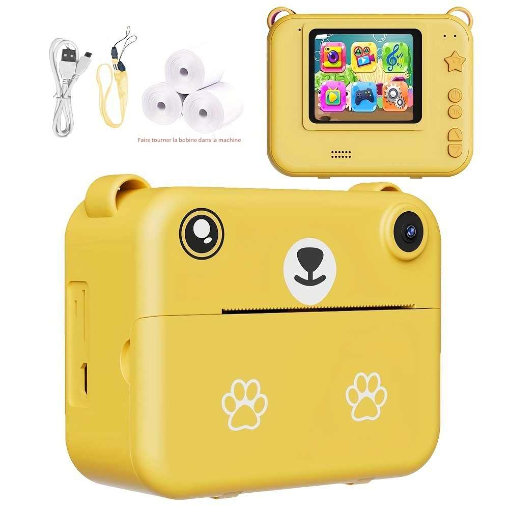 Appareil Photo Instantané HiMont Pour Enfants - Impression Sans Encre - 20MP - Carte 32G - Cadeau 3-14 Ans