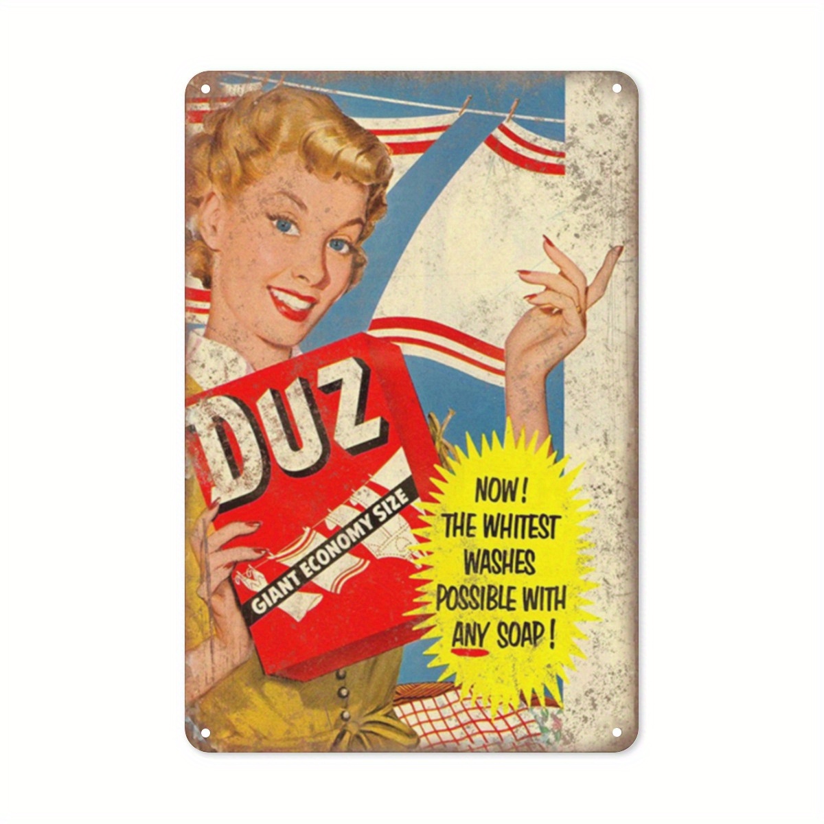 

Room Decor 1pc Duz Laundry Detergent Vintage Metal Tin Sign, Aluminum Wall Art, Decor, Waterproof And Dustproof, Ideal For Bar, Cafe, Pub, Bedroom, Holiday And Christmas Decoration