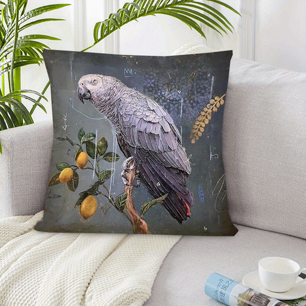 

Parrot Decorative Throw Pillow, 18x18 Inch, Super Soft Polyester, Color, No Insert - Room Decor Cushion