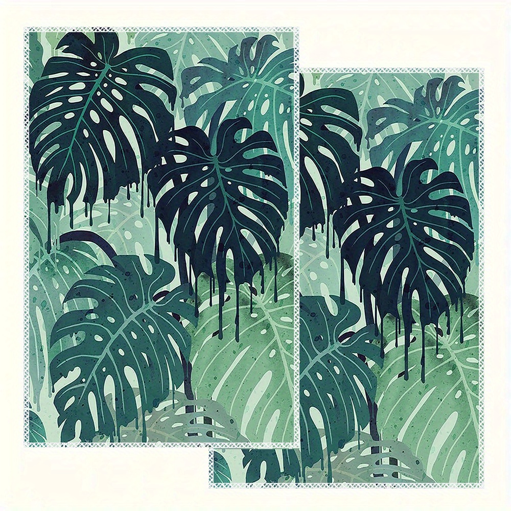 

2pcs Vintage Monstera Kitchen Towels - 16x24 Inch, Fade-resistant Polyester, Machine Washable - Cooking, Baking & Home Decor